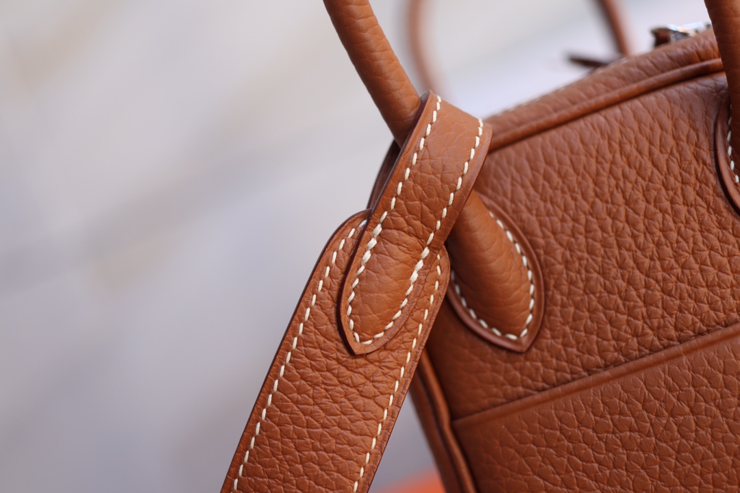 에르메스 미니 린디백19 골드브라운 은장 끌레망스 가죽